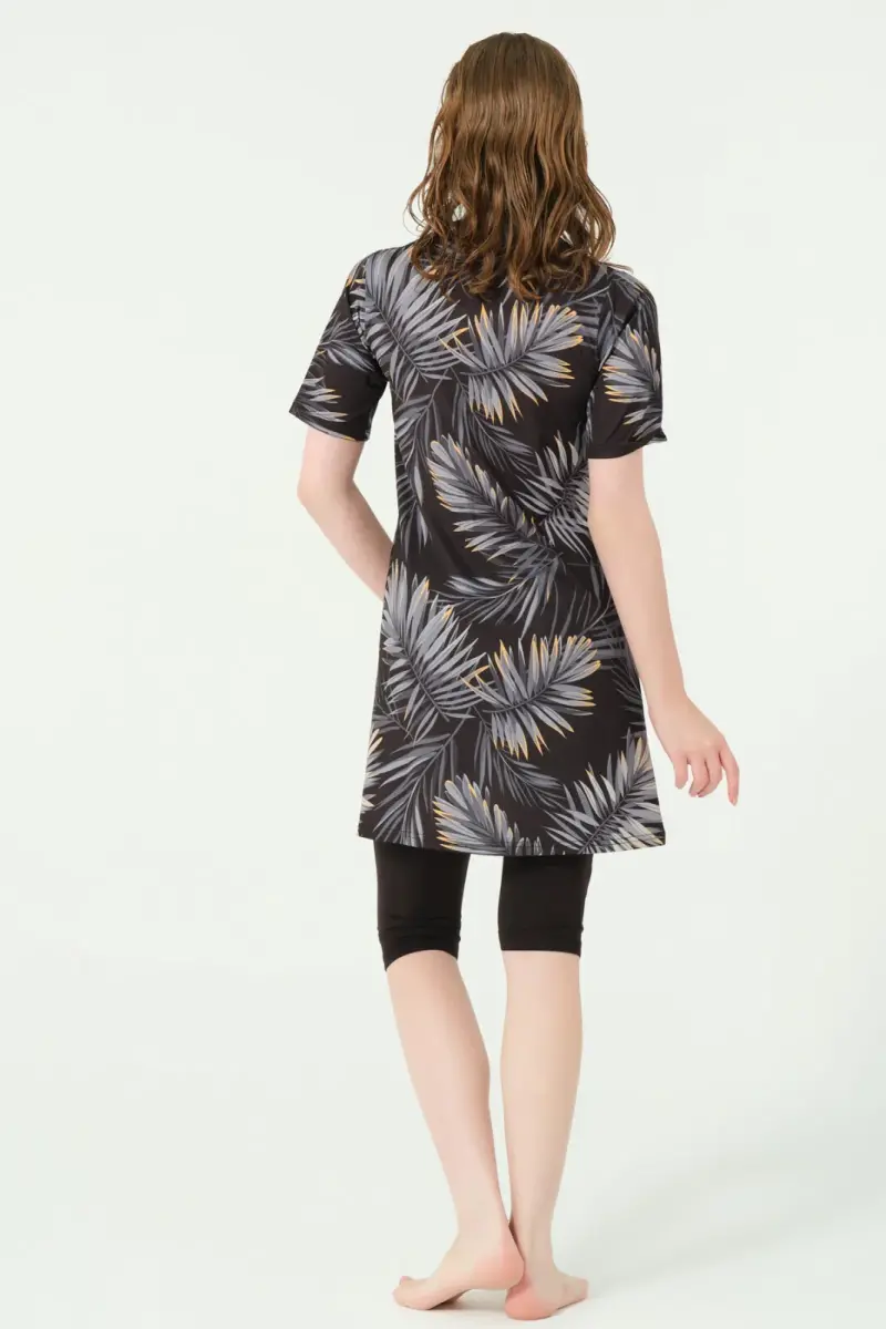 Alfasa Üstü Desenli Yarı Kapalı Tesettür Mayo 24712-25 Antrasit - 4