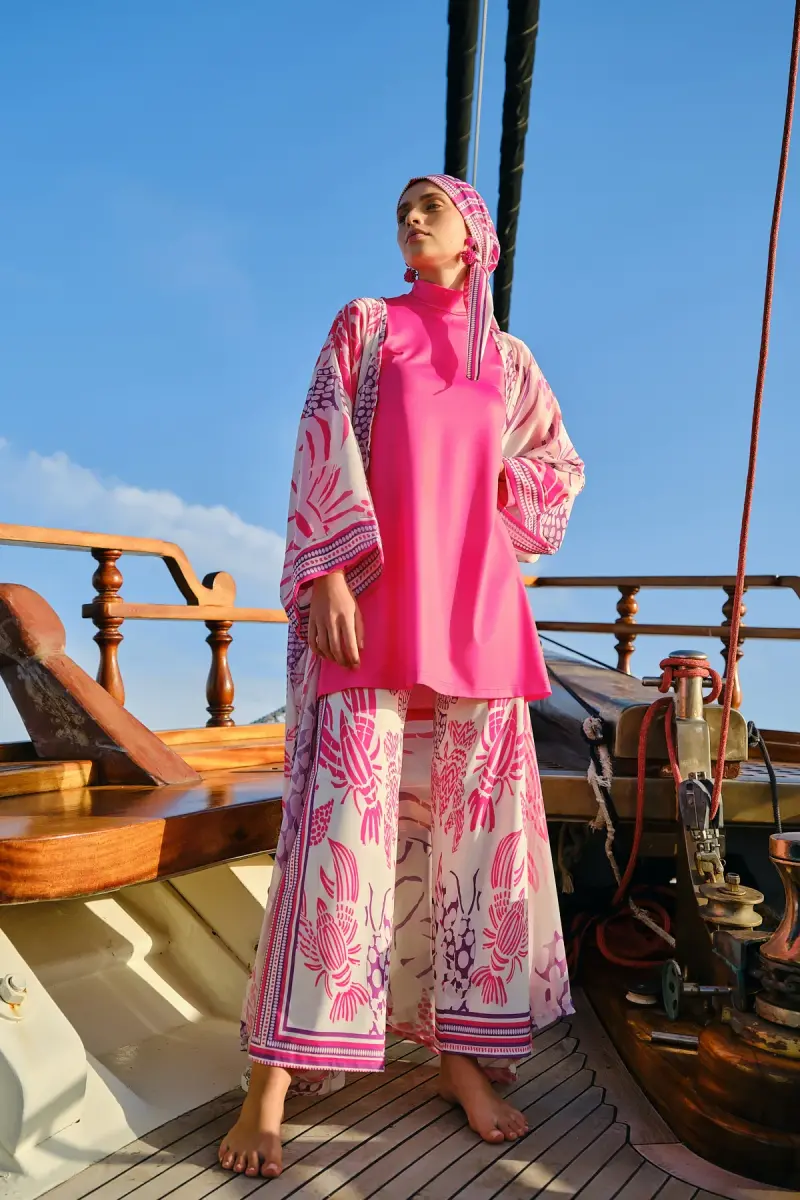 Alfasa Yakamoz Desenli Şifon Pareo 7052-26 Fuşya - 1