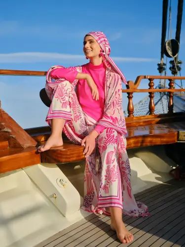 Alfasa Yakamoz Desenli Şifon Pareo 7052-26 Fuşya - 5