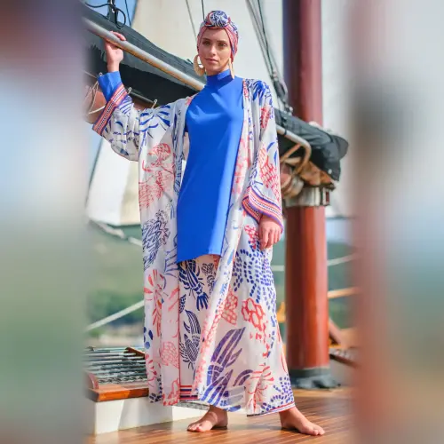 Alfasa Yakamoz Desenli Pareo 7052 Saks - 1