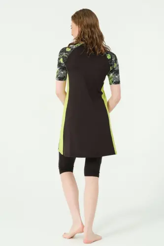 Alfasa Yarım Fermuarlı Fit Yarım Kol Yarı Kapalı Mayo 24710-25 Yeşil - 4