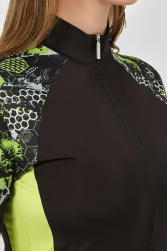 Alfasa Yarım Fermuarlı Fit Yarım Kol Yarı Kapalı Mayo 24710-25 Yeşil - 6