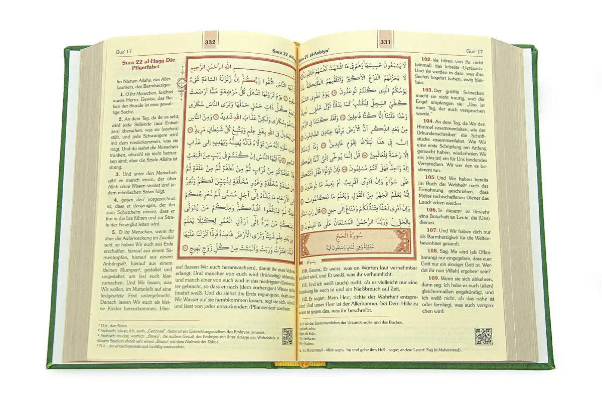 Almanca Mealli Hafız Boy Kuran - Yeşil - 4