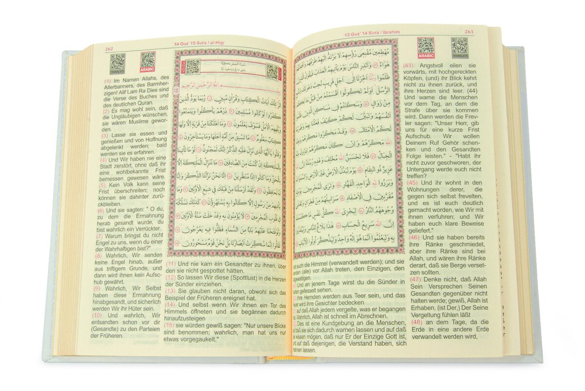 Almanca Mealli Hafız Boy Termo Deri Kuranı Kerim - Beyaz - 3