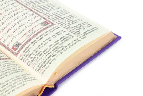 Almanca Mealli Hafız Boy Termo Deri Kuranı Kerim - Mor - 4