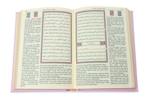 Almanca Mealli Hafız Boy Termo Deri Kuranı Kerim - Pembe - 3