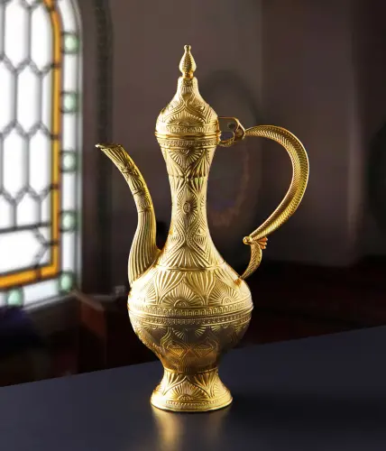 Altın Renk Dekoratif Zemzem Takımı 8 Parça Fincan Servis Takımı - ihvanonline (1)