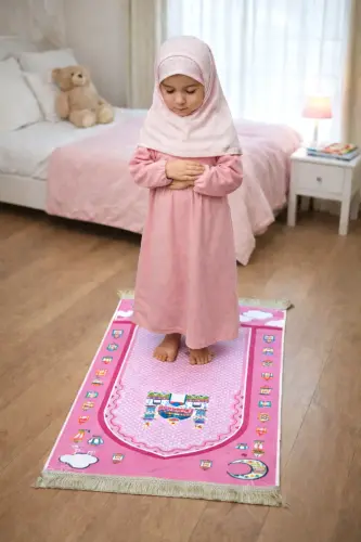 Anne ve Kız Çocuk İbadet Seti - Tesbihli, Çantalı, Seccade Seti - 4