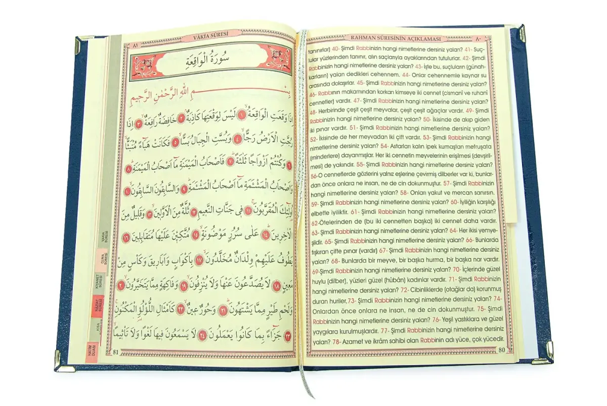 Anneye Hediye Kutulu İnci Tesbihli Ciltli Yasin Kitabı Seti Lacivert - 5