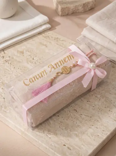 Anneler Gününe Özel Canım Annem Nakışlı Tesbihli Hediyelik Seccade Seti - ihvanonline (1)