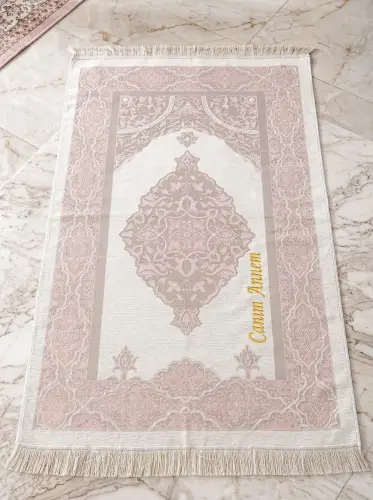 Anneler Gününe Özel Canım Annem Nakışlı Tesbihli Hediyelik Seccade Seti - 4