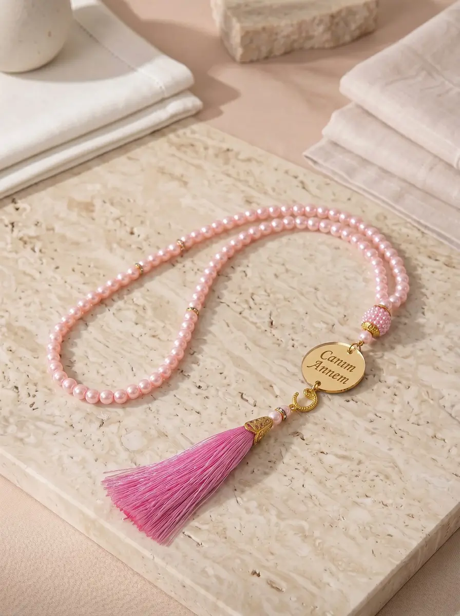 Anneler Gününe Özel Canım Annem Nakışlı Tesbihli Hediyelik Seccade Seti - 5