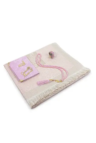 Anneler Gününe Özel Kutulu Kadife Yasin Kitabı Tesbih Zikirmatik Seccade Seti Pembe - ihvanonline (1)