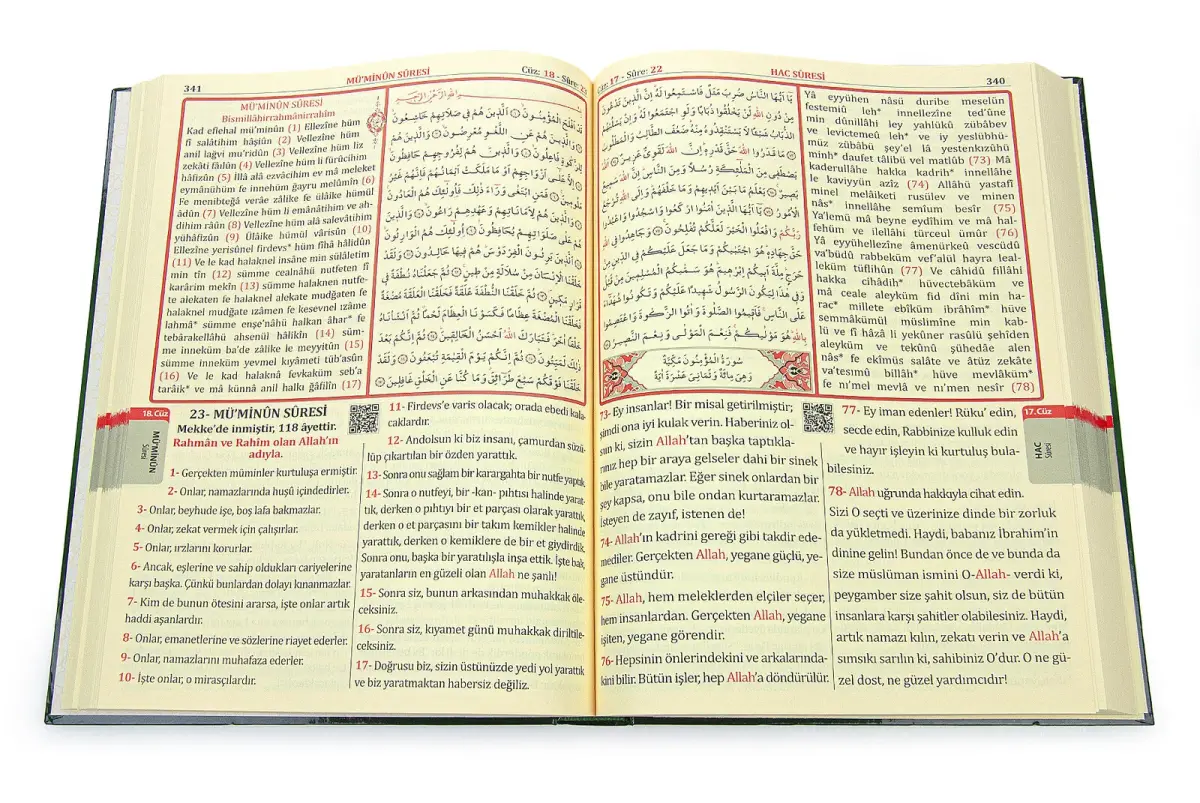 Arapça Türkçe Okunuşlu ve Mealli Kuranı Kerim - Üçlü Kuran - Cami Boy - Yeşil Renk - Merve Yayınları - 3