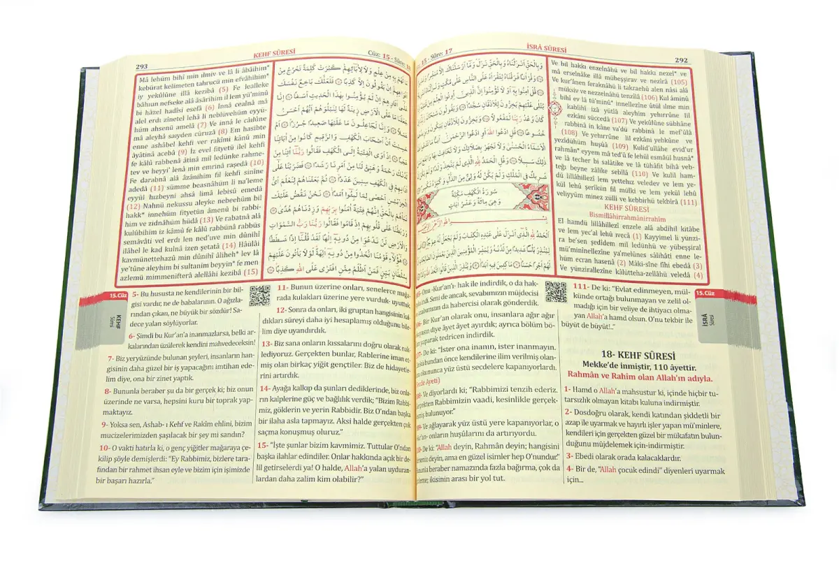Arapça Türkçe Okunuşlu ve Mealli Kuranı Kerim - Üçlü Kuran - Rahle Boy - Yeşil Renk - Merve Yayınları - 3
