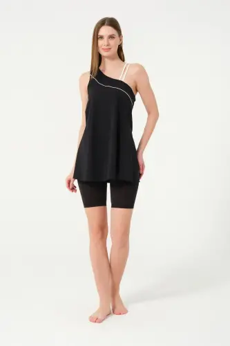 Askılı Likralı Kadın Havuz Mayo 24158-25 Siyah - 1