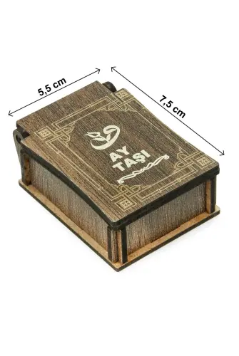 Ay Taşı Kalp Kolye - Ahşap Kutulu Hediyelik - 3