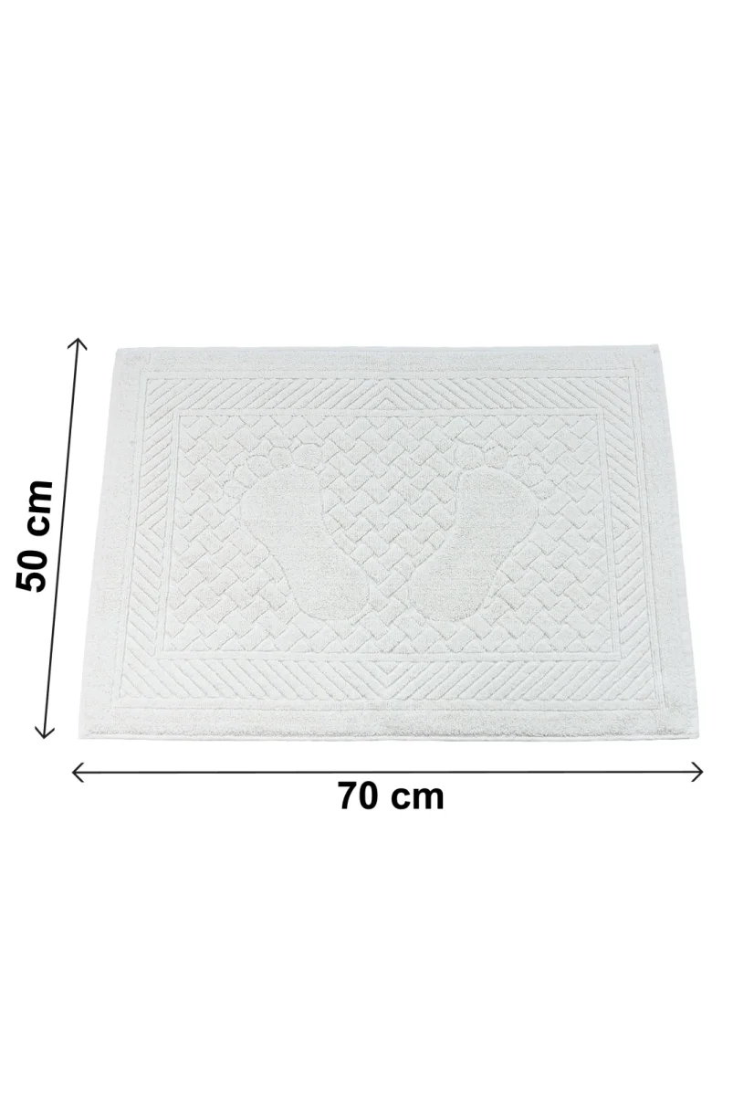 Ayak İzi Desenli 2li Ayak Havlusu - 50x70 cm - Su Emici Banyo Paspası Seti - Beyaz - 6