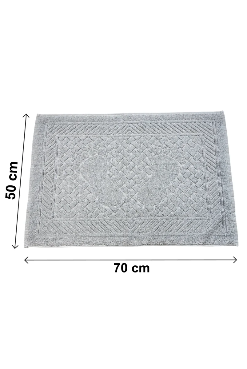 Ayak İzi Desenli 2li Ayak Havlusu - 50x70 cm - Su Emici Banyo Paspası Seti - Gri - 6