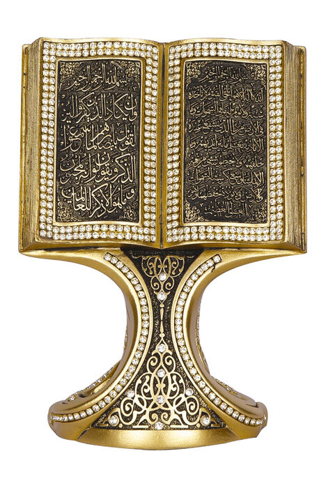 Ayetel Kürsi Nazar Ayeti Kristal Taşlı Dini Hediyelik Kitap Biblo Sarı (Orta Boy) - 1
