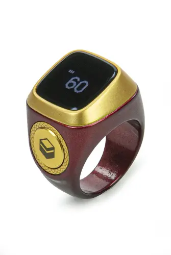 Azan Reading Digital Ring Rosary Zikirmatik - Claret Red - ihvanonline (1)