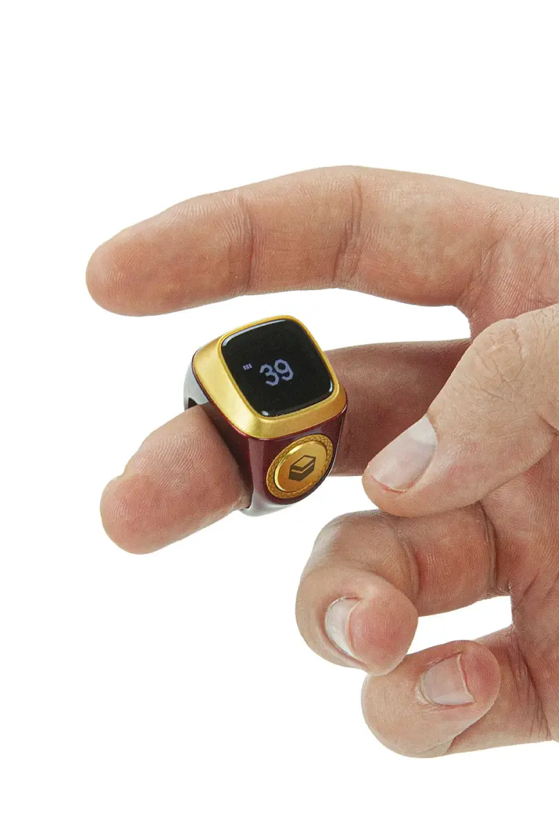 Azan Reading Digital Ring Rosary Zikirmatik - Claret Red - 8