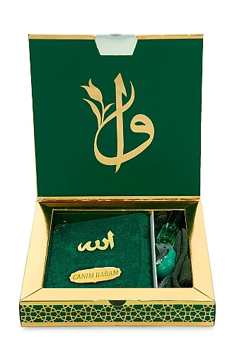 Babalar Gününe Özel - Canım Babam Yazılı Yasin Zikirmatik Esans Takke Hediyelik Set - Yeşil - 5