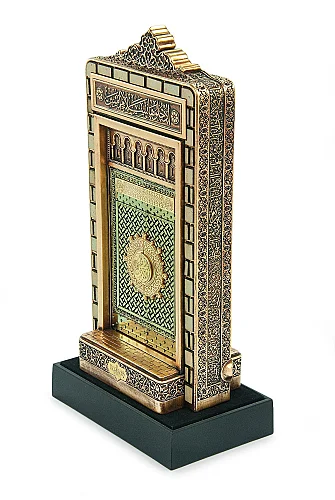 Babeyn Boytu - Beytullah ve Mescid-i Nebevi Açılır Kapılı Biblo - Orta Boy, Antik Sarı - 6