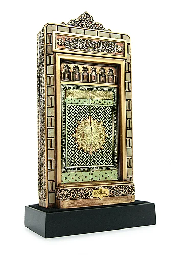 Babeyn Boytu - Beytullah ve Mescid-i Nebevi Açılır Kapılı Biblo - Orta Boy, Antik Sarı - 7
