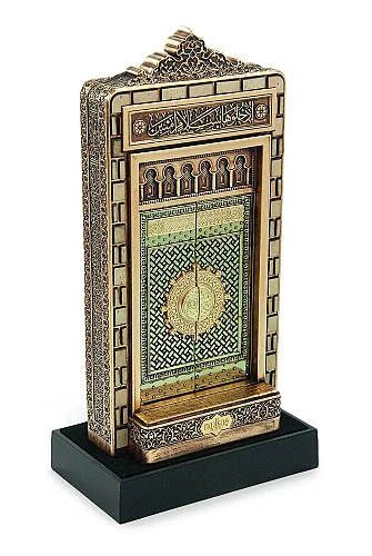Babeyn Boytu - Beytullah ve Mescid-i Nebevi Açılır Kapılı Biblo - Orta Boy, Antik Sarı - 8