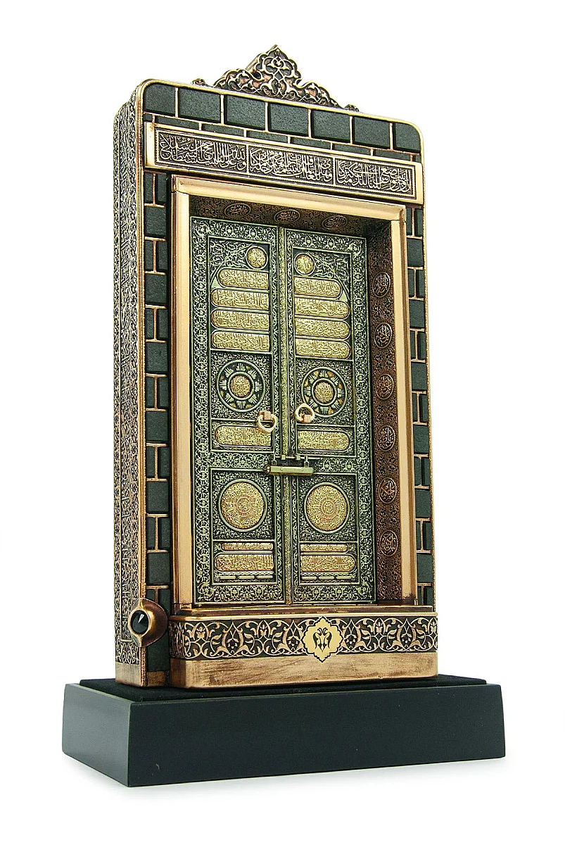 Babeyn Boytu - Beytullah ve Mescid-i Nebevi Açılır Kapılı Biblo - Orta Boy, Antik Sarı - 14