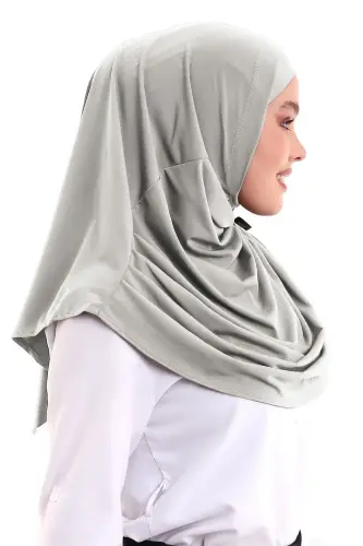 Bej Yetişkin Boneli Tesettür Hazır Pratik Eşarp - ihvanonline (1)