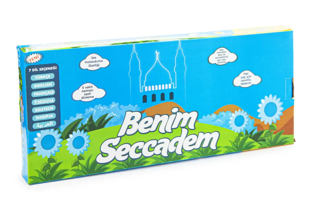 Benim Seccadem Çocuklar İçin Sesli Konuşan 7 Dilde Namaz Kıldıran Seccade Mavi - 5
