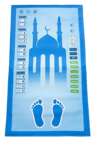 Benim Seccadem Çocuklar İçin Sesli Konuşan 7 Dilde Namaz Kıldıran Seccade Mavi - 1