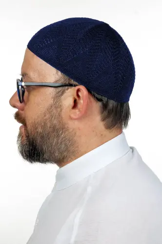 Berra Çelik Örme Dantel Namaz Takkesi Lacivert 1 Adet - 3