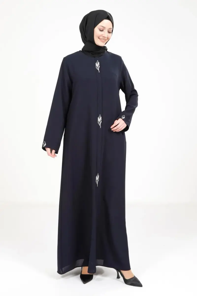 BEYZA 3487-25 LACİVERT YAPRAK DETAYLI FERACE - 2