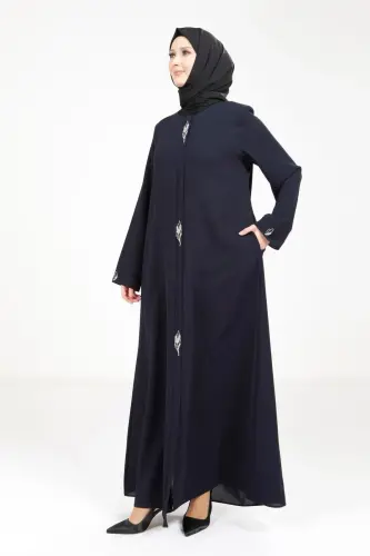 BEYZA 3487-25 LACİVERT YAPRAK DETAYLI FERACE - 3