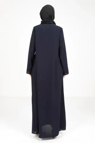 BEYZA 3487-25 LACİVERT YAPRAK DETAYLI FERACE - 4