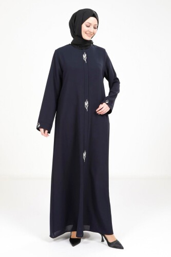 BEYZA 3487-25 LACİVERT YAPRAK DETAYLI FERACE - 2