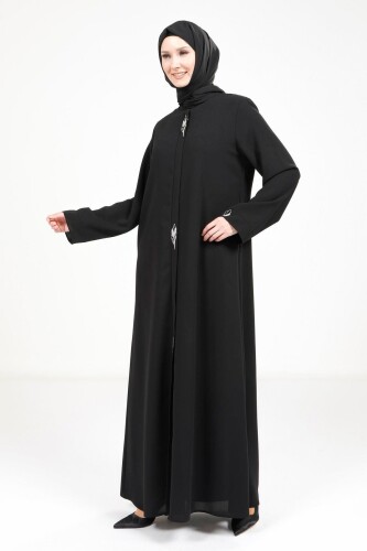 BEYZA 3487-25 SİYAH YAPRAK DETAYLI FERACE - 2