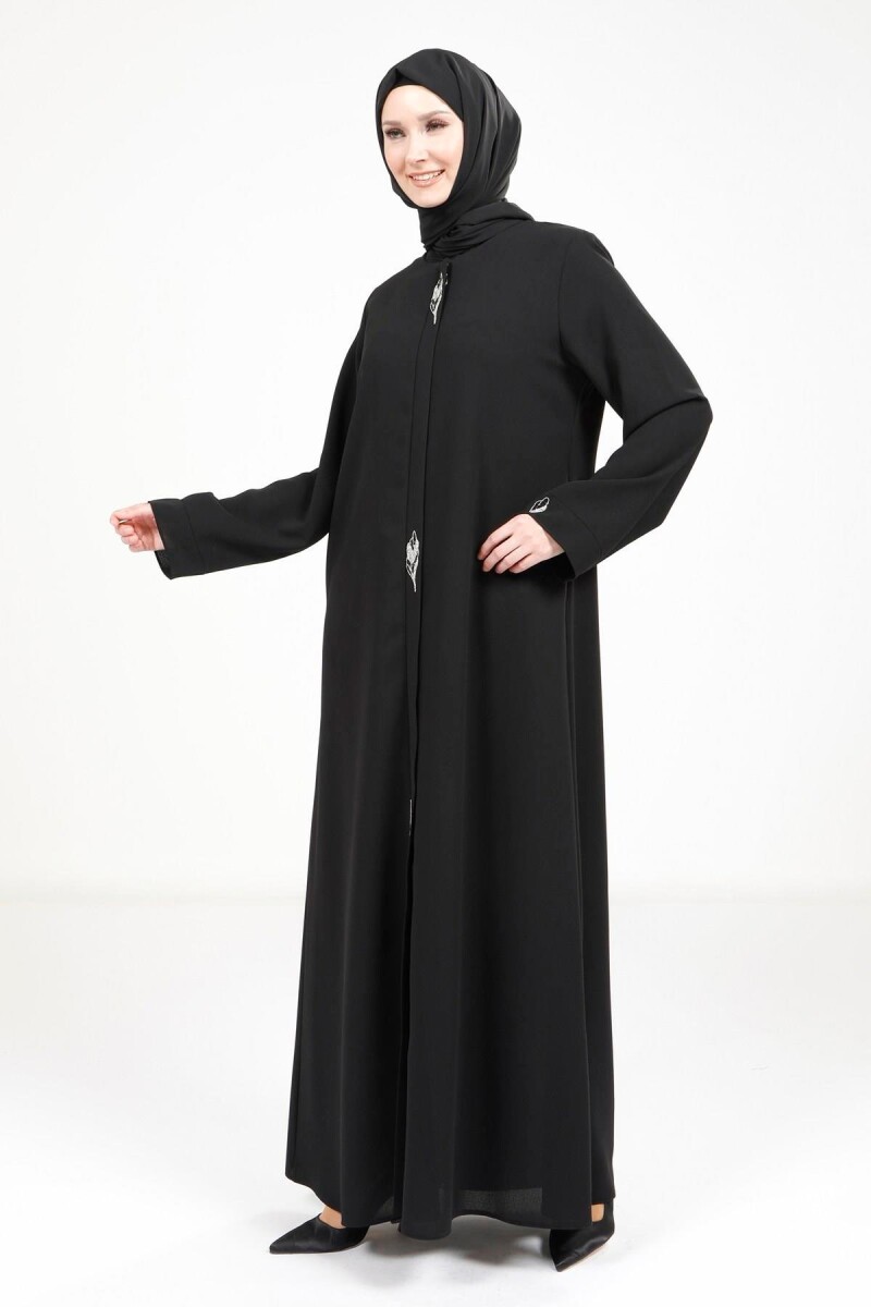 BEYZA 3487-25 SİYAH YAPRAK DETAYLI FERACE - 2