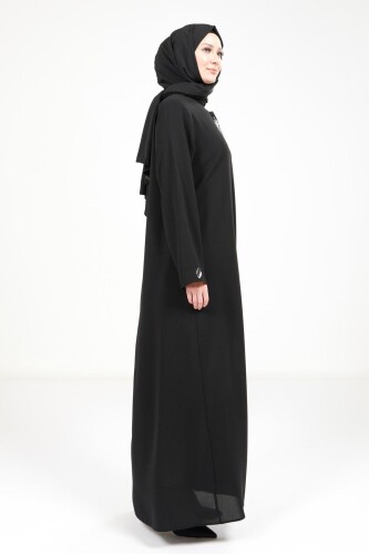 BEYZA 3487-25 SİYAH YAPRAK DETAYLI FERACE - 3