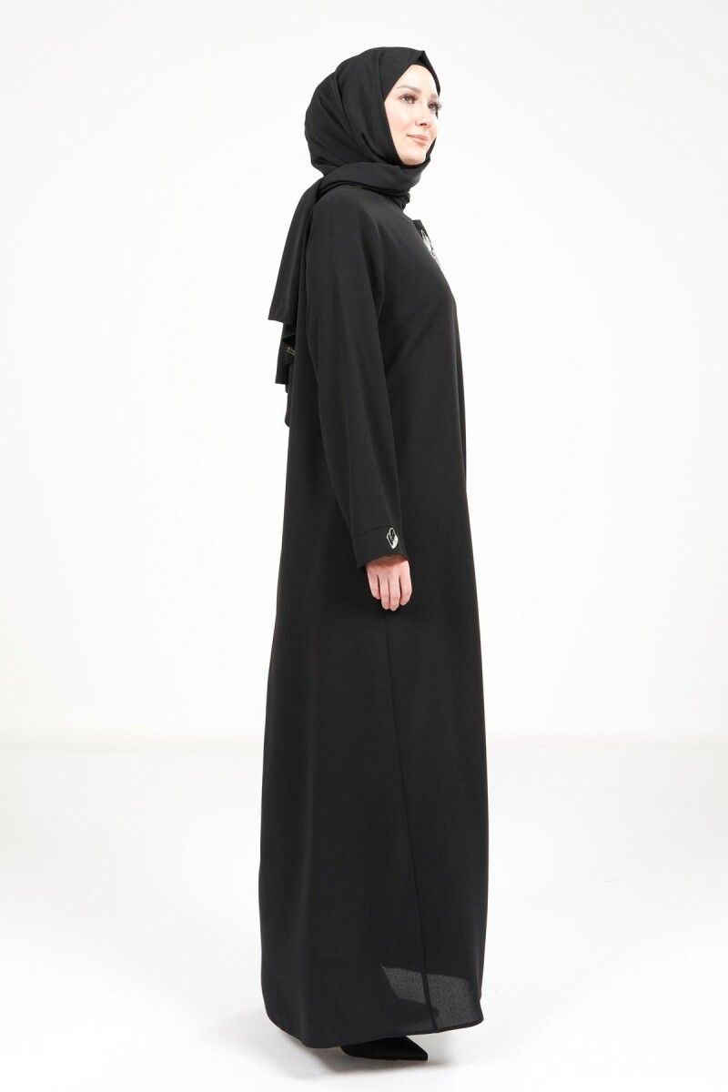 BEYZA 3487-25 SİYAH YAPRAK DETAYLI FERACE - 3