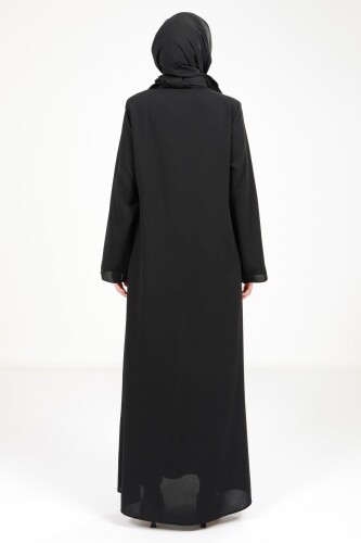 BEYZA 3487-25 SİYAH YAPRAK DETAYLI FERACE - 4