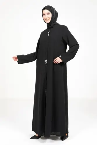 BEYZA 3487-25 SİYAH YAPRAK DETAYLI FERACE - 4