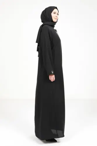 BEYZA 3487-25 SİYAH YAPRAK DETAYLI FERACE - 2