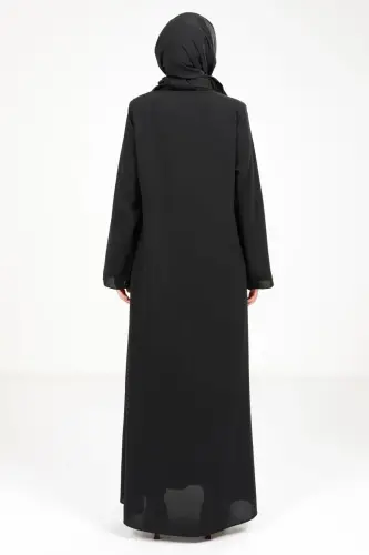 BEYZA 3487-25 SİYAH YAPRAK DETAYLI FERACE - 3