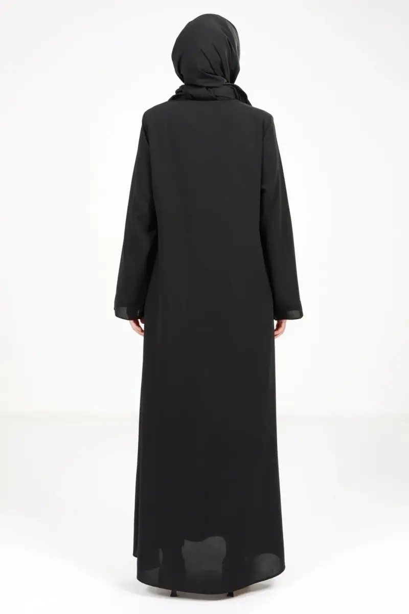 BEYZA 3487-25 SİYAH YAPRAK DETAYLI FERACE - 3