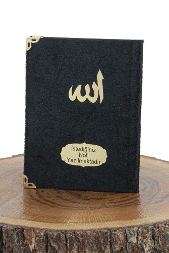 Black Mevlüt Gift Velvet Covered Yasin Book Prayer Beads Dowry Prayer Rug Set - 5