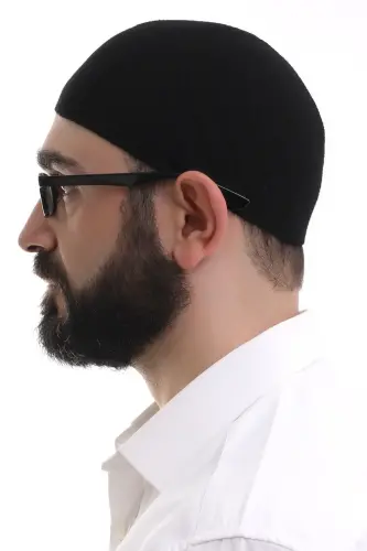 Black Winter Cross Patterned Woven Skullcap - 2